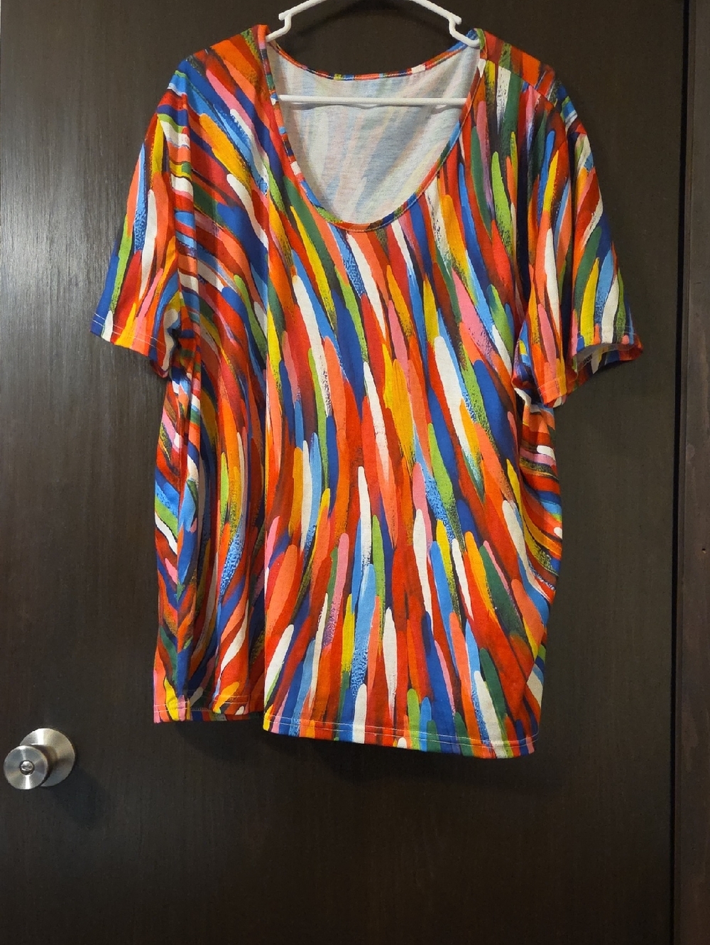 no brand name Vibrant Multicolor Scoop Neck Women's Top 4XL